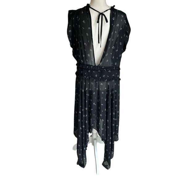 The Kooples Black Floral Midi Dress Size Large - Picture 8 of 9